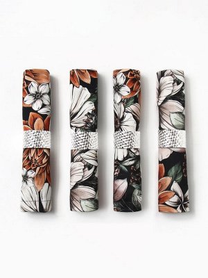 Набор салфеток с декорат. кольцами Этель Meadow flower 40х40 см - 4 шт, 100% хлопок, саржа