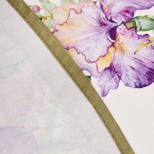 Круглая скатерть "Ирисы" 190 см – белая, 100% хлопок, твил с водоотталкивающей пропиткой, 1 шт.