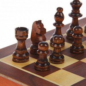 Шахматы деревянные, доска из сборных элементов, 30 ? 30 см, фигуры в подложке микс
