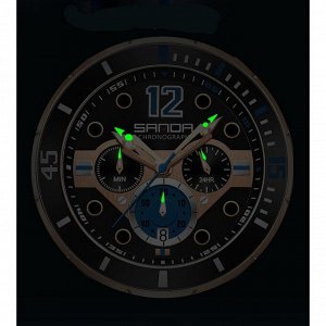 Часы наручные, d-5.1 см, водонепроницаемые, хронограф, ремешок силикон, светящиеся