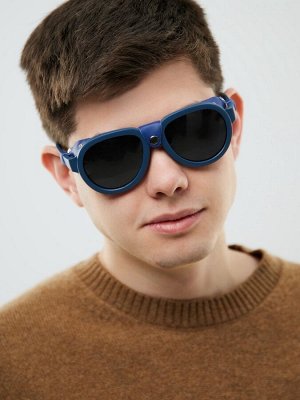 Очки солнцезащитные круглые, uv 400,кожаные шторки, дужка 14.1 см, ширина 12.1 см, линза 5.2x5 см