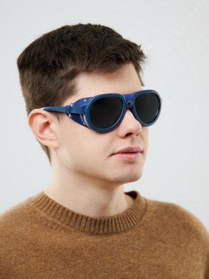 Очки солнцезащитные круглые, uv 400,кожаные шторки, дужка 14.1 см, ширина 12.1 см, линза 5.2x5 см