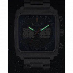Часы наручные кварцевые мужские, d=4.35 см, длина l=22 см, с хронографом, 3 АТМ, светящиеся