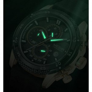 Часы наручные мужские, d=4.6 см, длина l=26 см, с хронографом, 3 АТМ, светящиеся