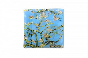 Тарелка квадратная Цветущий миндаль (Ван Гог) Carmani CAR198-7308 13х13 см Стекло