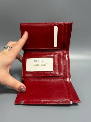 Кошелек женский красный кожаный