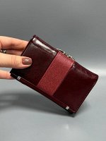 Кошелек женский бордовый кожаный