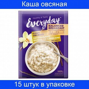 Каша овсяная EVERYDAY VEGAN Breakfast Натур. ваниль, мед, миндаль (п/п 37г*15)