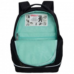 Рюкзак школьный GRIZZLY с карманом для ноутбука 13", жесткой спинкой, двумя отделениями, для девочки