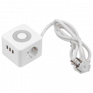 Удлинитель электрический, 1,5 метра, 2 гнезда, 3 USB, серия Standard, с заземлением,16А, с подсветкой/ночником, Белый. S-GCD2-1,5SBU WHITE