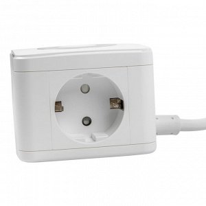 Удлинитель электрический, 1,5 метра, 2 гнезда, 3 USB, серия Standard, с заземлением,16А, с подсветкой/ночником, Белый. S-GCD2-1,5SBU WHITE