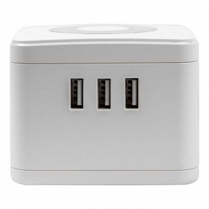 Удлинитель электрический, 1,5 метра, 2 гнезда, 3 USB, серия Standard, с заземлением,16А, с подсветкой/ночником, Белый. S-GCD2-1,5SBU WHITE
