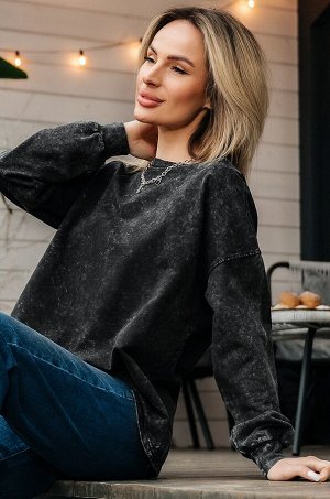Женский лонгслив оверсайз из футера двухнитки Happyfox