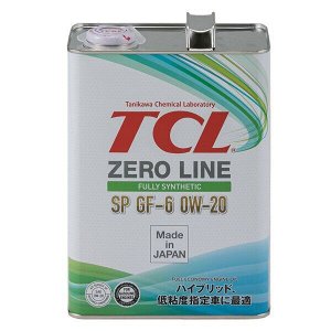 Масло моторное TCL Zero Line 0w20, синтетическое, API SP, ILSAC GF-6A, для бензинового двигателя, 4л, арт. Z0040020SP