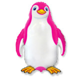 902745F Шар-фигура/ мини фольга, "Пингвин счастливый розовый" (FM), 13"/33 см