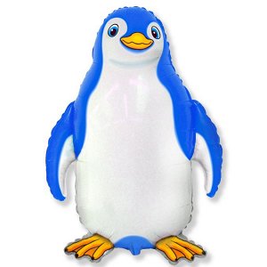 902745A Шар-фигура/ мини фольга, "Пингвин счастливый синий" (FM), 13"/33 см