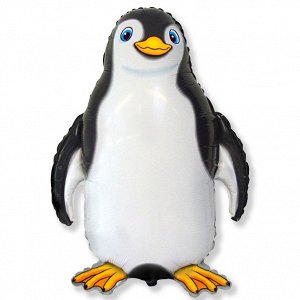 902745N Шар-фигура/ мини фольга, "Пингвин счастливый черный" (FM), 13"/33 см