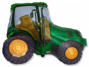 902681VE Шар-фигура/ мини фольга, "Трактор зеленый" (FM), 14"/36 см