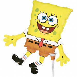 9398902 Шар-фигура/ мини фольга, "Губка Боб/Sponge Bob square pants" (AN), 14"/36 см