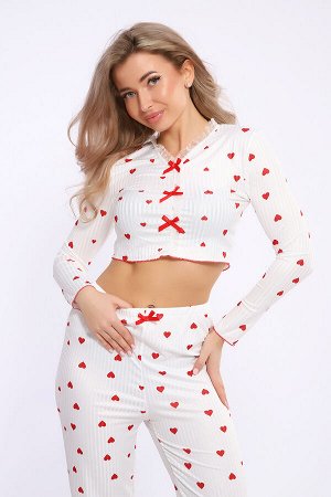 Пижама женская с брюками с длинным рукавом 5735