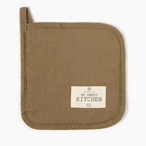 Прихватка «Этель» ECO, оливковая, 19x19 см, 70% хлопок, 30% лён, ватин 250 г/м²