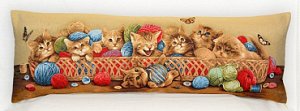 Подушка декоративная 35х90см гобелен Корзина с котятами