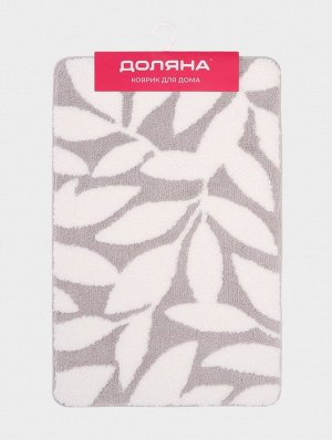 Коврик Доляна Leaves, 50x80 см, ворс 1.5 см, микрофибра, серый