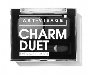 AV Тени для век двойные CHARM DUET 04 серый металлик/темный графит