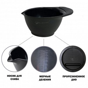Миска Gera Professional, цвет черный с линейкой на дно,360 мл                                      .