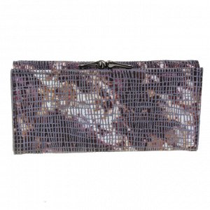 Полноразмерный женский кошелек Core из натуральной замши с лазерной обработкой пурпурно-дымчатого цвета.