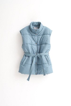 Жилет со стойкой oversize эвкалипт