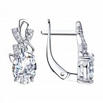 Серьги из серебра с фианитами
