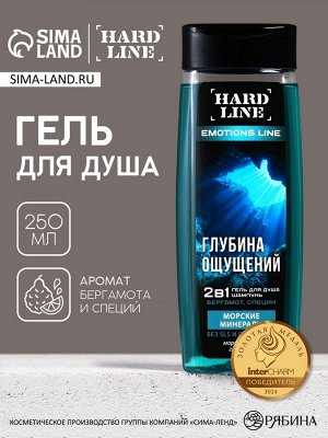 Гель для душа и шампунь 2 в 1 «Морские минералы», 250 мл, аромат бергамот и специи, HARD LINE