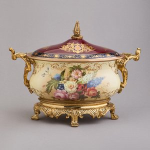 Ваза для сервировки стола с крышкой, 41x20 см, высота 31 см, 1 шт.