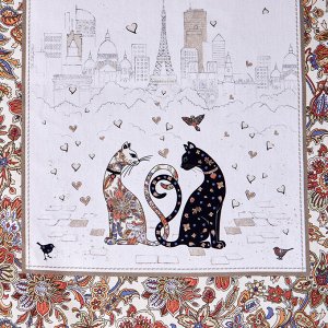 Дорожка "Парижские Коты", 40x146 см, белая, 100% хлопок, твил, 1 шт.