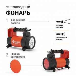 Компрессор автомобильный Autoprofi Агрессор AGR-50L, 12В, 23А, 50л/мин, 10атм, фонарь