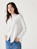 UNIQLO - блуза из искусственного шелка с классическим силуэтом - 00 WHITE