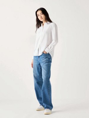 UNIQLO - блуза из искусственного шелка с классическим силуэтом - 09 BLACK