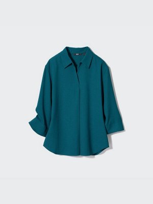 UNIQLO - блуза из искусственного шелка с рукавом 3/4 - 00 WHITE
