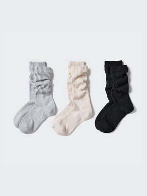 UNIQLO - женские носки со складками из смесового хлопка (3 пары) -  03 GRAY