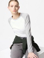 UNIQLO - мягкий лонгслив с рукавами реглан - 02 LIGHTGRAY