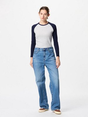 UNIQLO - мягкий лонгслив с рукавами реглан - 69 NAVY