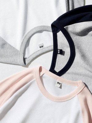 UNIQLO - мягкий лонгслив с рукавами реглан - 02 LIGHTGRAY