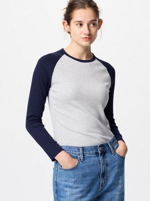 UNIQLO - мягкий лонгслив с рукавами реглан - 69 NAVY