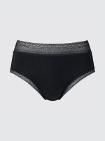 UNIQLO - трусики с завышенной талией и с кружевными краями -  09 BLACK