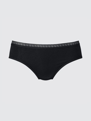 UNIQLO - однотонные трусики с кружевным краем -  09 BLACK