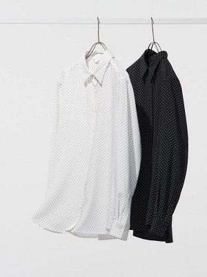 UNIQLO - блуза из искусственного шелка с мелким рисунком - 09 BLACK