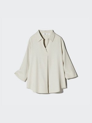 UNIQLO - блуза из искусственного шелка с рукавами 3/4 - 50 LIGHTGREEN