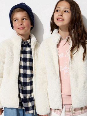 UNIQLO - пушистая флисовая кофта для детей - 01 OFFWHITE