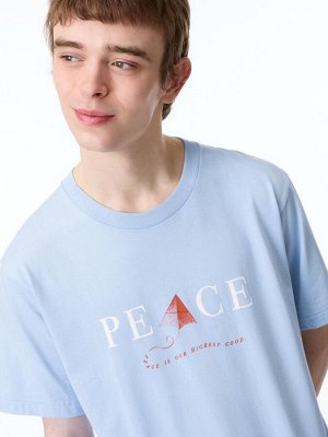 UNIQLO - хлопковая футболка PEACE FOR ALL Khaled Hosseini - 60 LIGHT BLUE